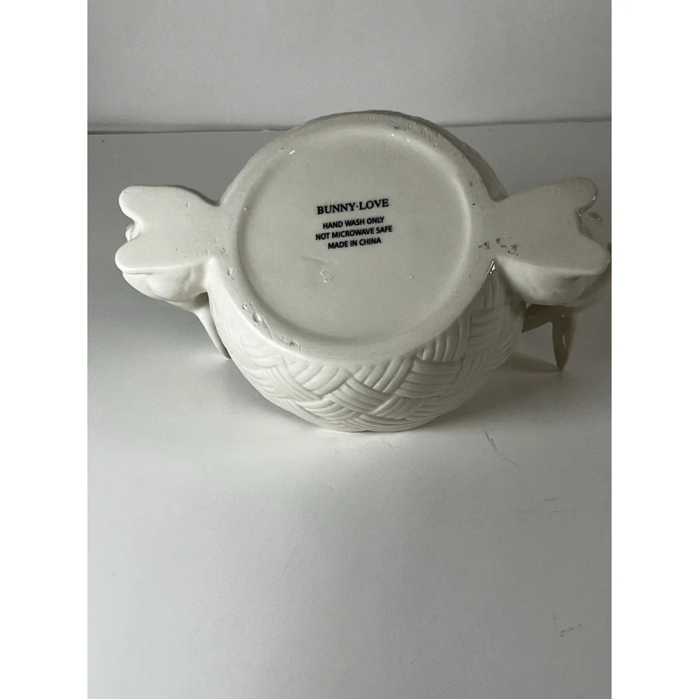 Bunny Love Double‎ Bunny Handled Bowl | Ceramic Easter Candy Dish | NEW